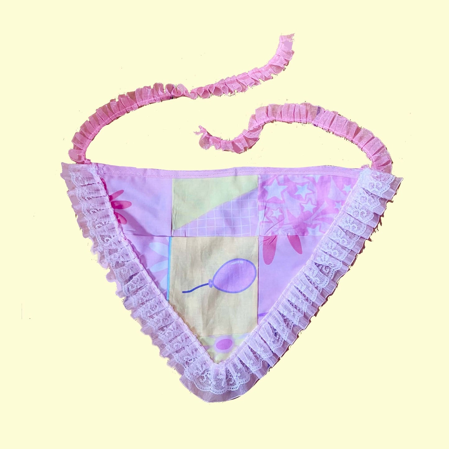 patchwork head scarf (pink/ yellow)