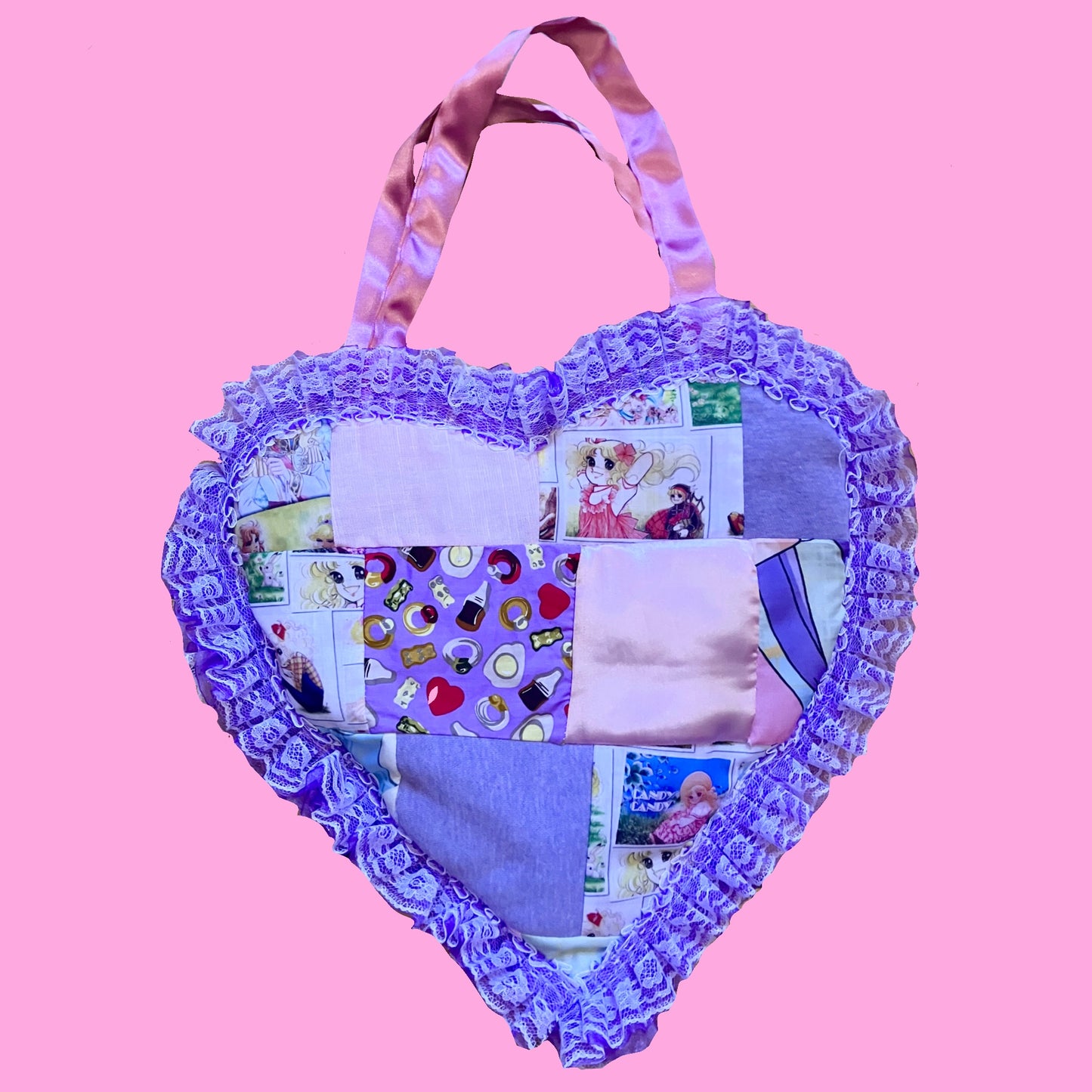 ♡ Recyled Fabric heart bag ♡