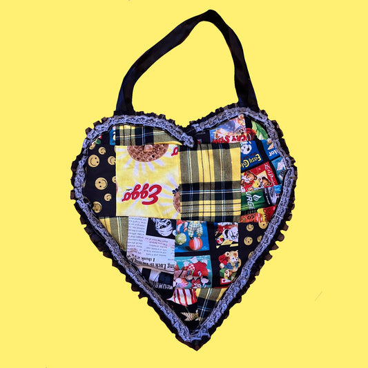 ♡ Recyled Fabric heart bag ♡