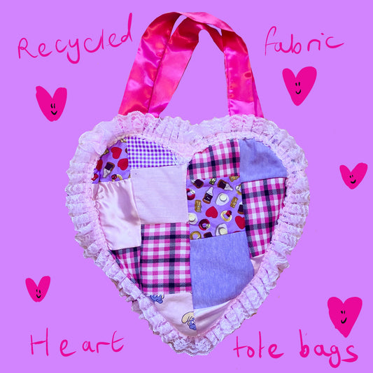 ♡ Recyled Fabric heart bag ♡