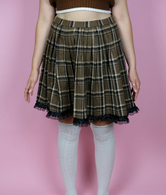 Reworked brown tartan skirt- 6