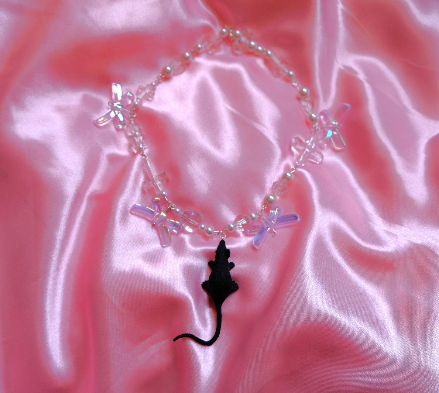 Rat Bow Earrings + Necklace black
