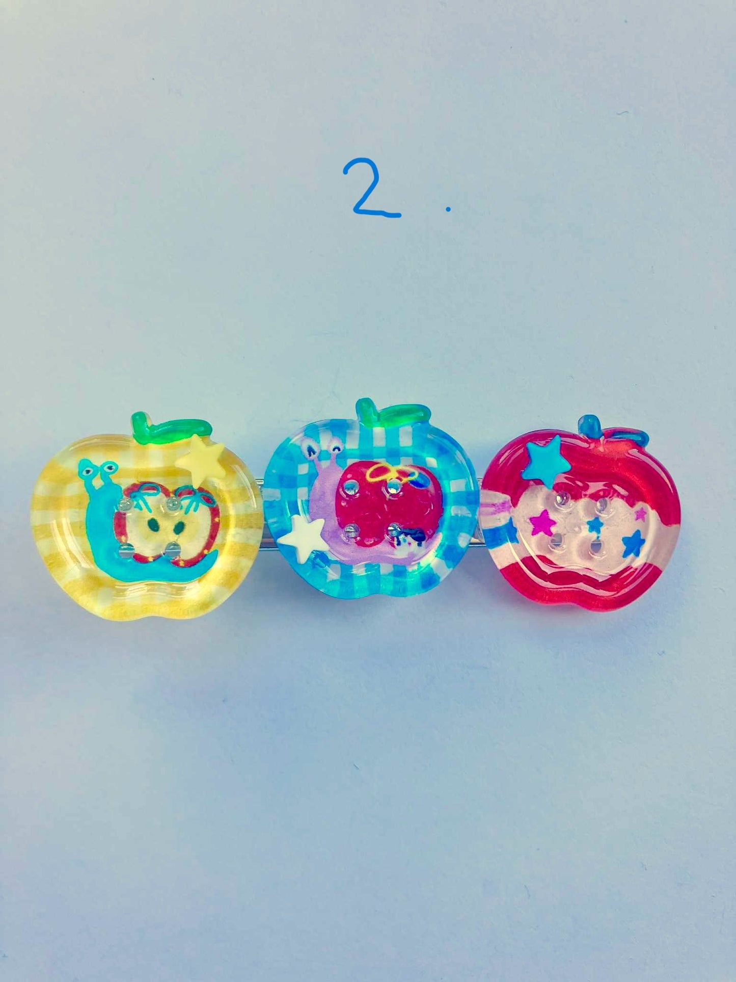 Apple Button hair clips (2 designs)