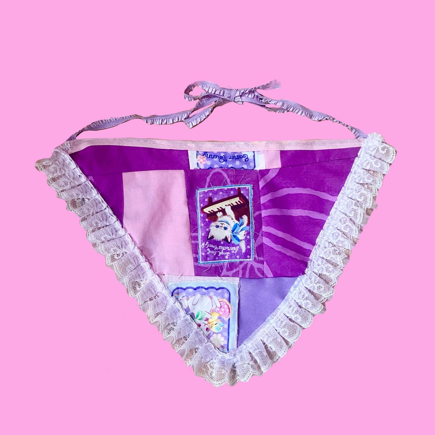 Recyled scrap patchwork Head scarf (purple)