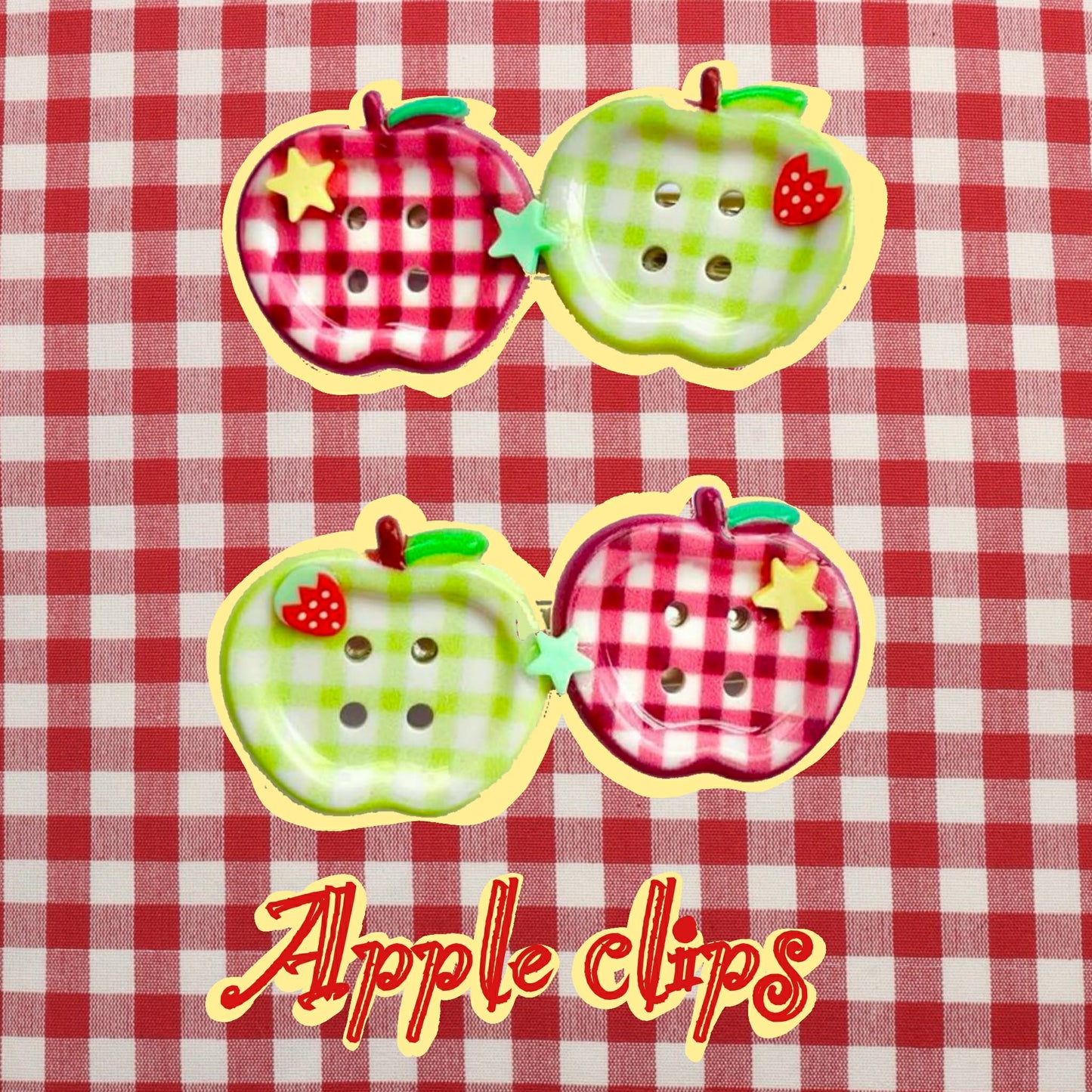 2 X Mini Apple clips ( 6 designs)