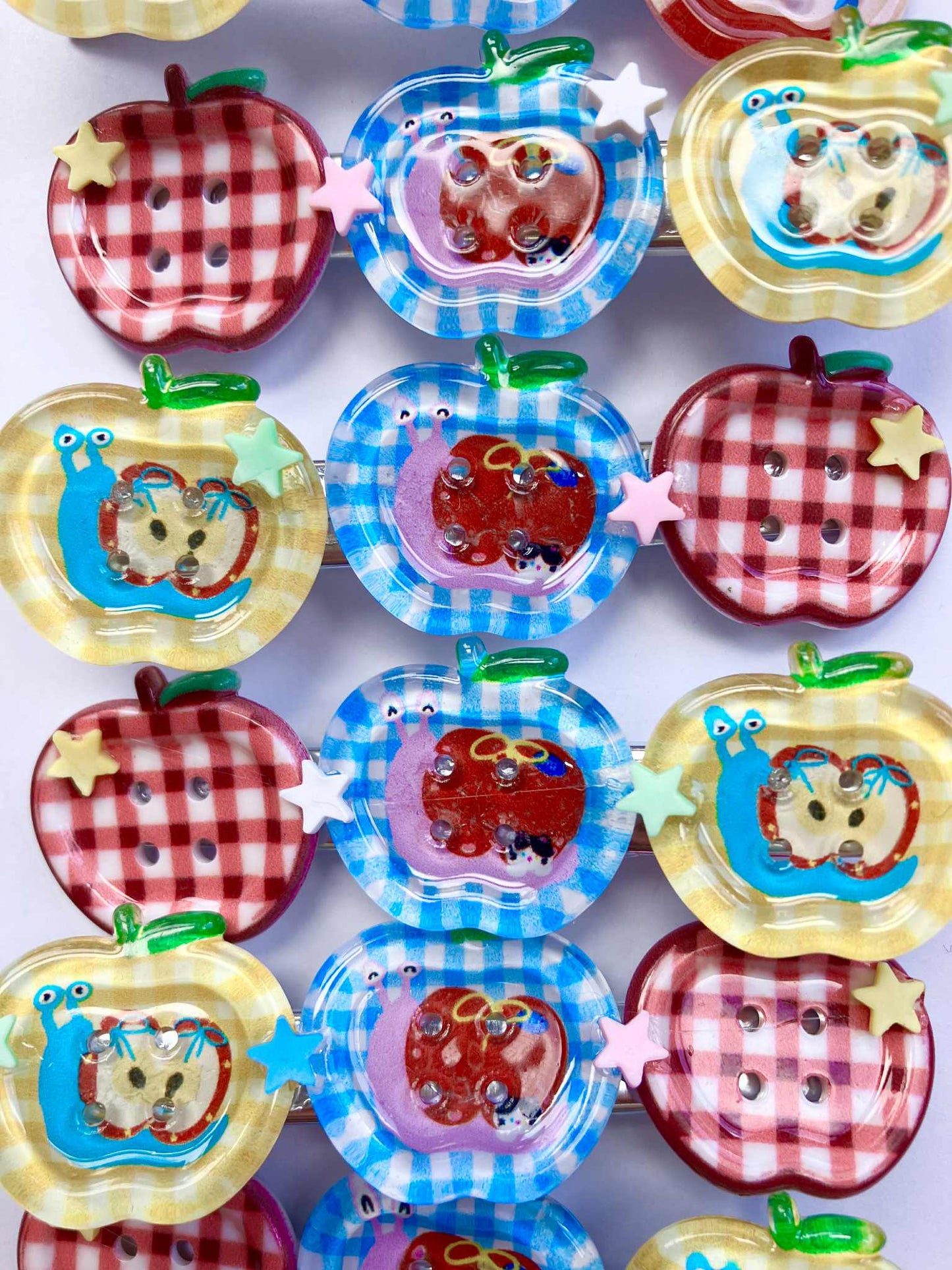 Apple Button hair clips (2 designs)
