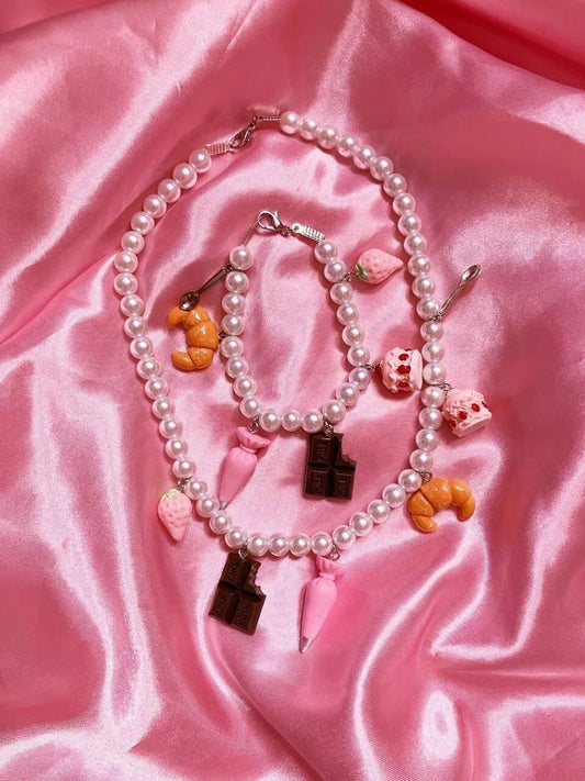 Pretty Patisserie charm necklace and bracelet