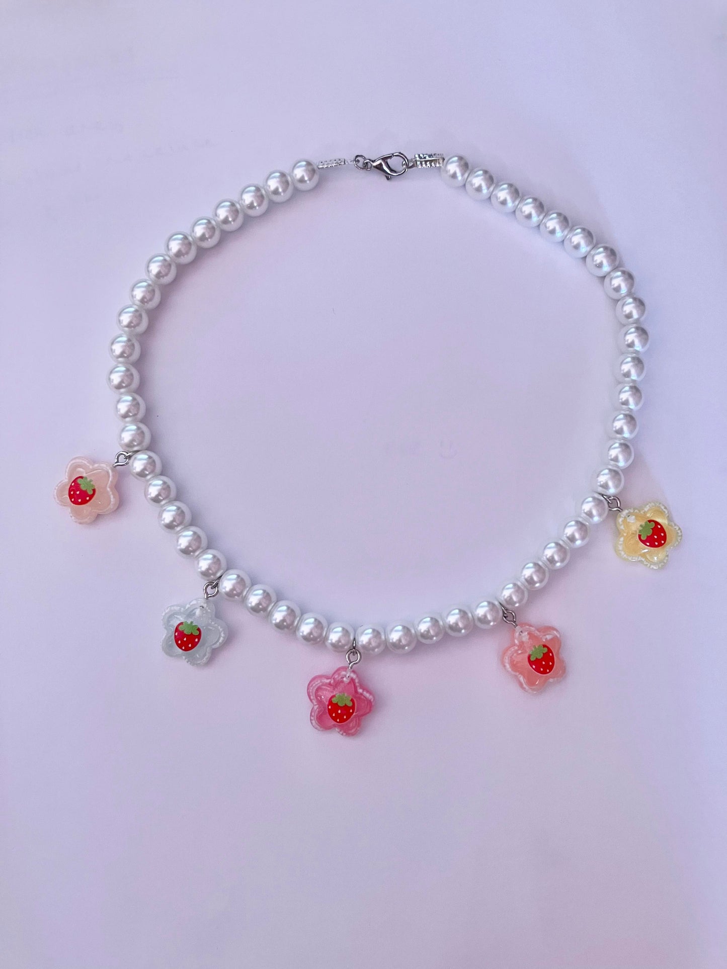 Strawberry rainbow pearl necklace