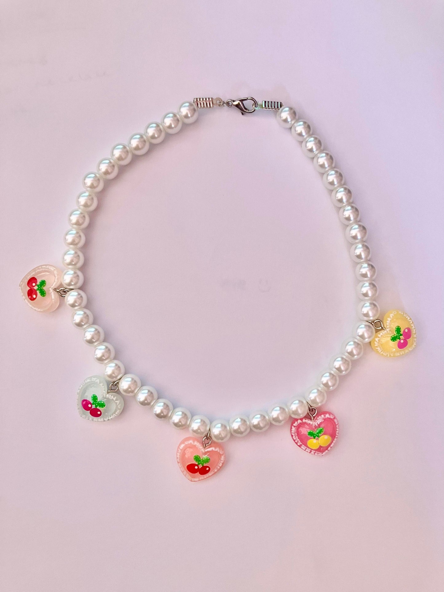 Cherry rainbow pearl necklace