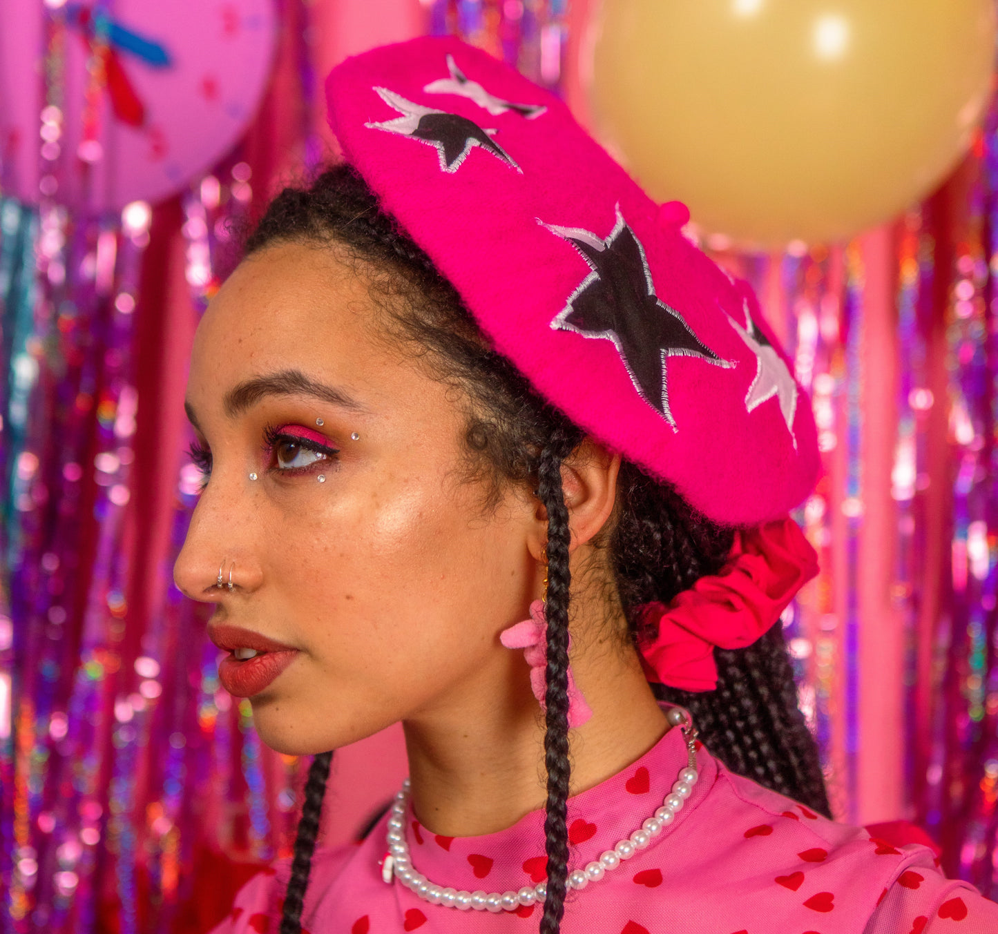 Zero Waste Beret Pink Cow print