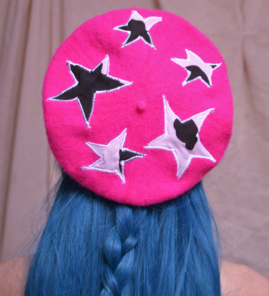 Zero Waste Beret Pink Cow print
