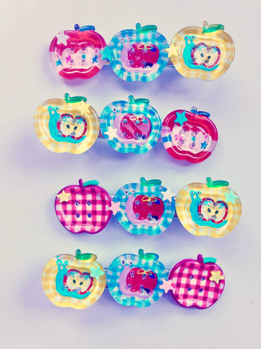 Apple Button hair clips (2 designs)