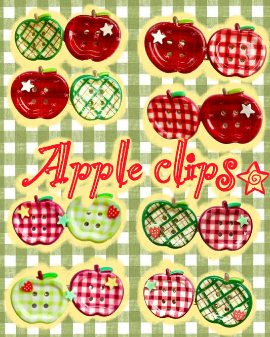 2 X Mini Apple clips ( 6 designs)
