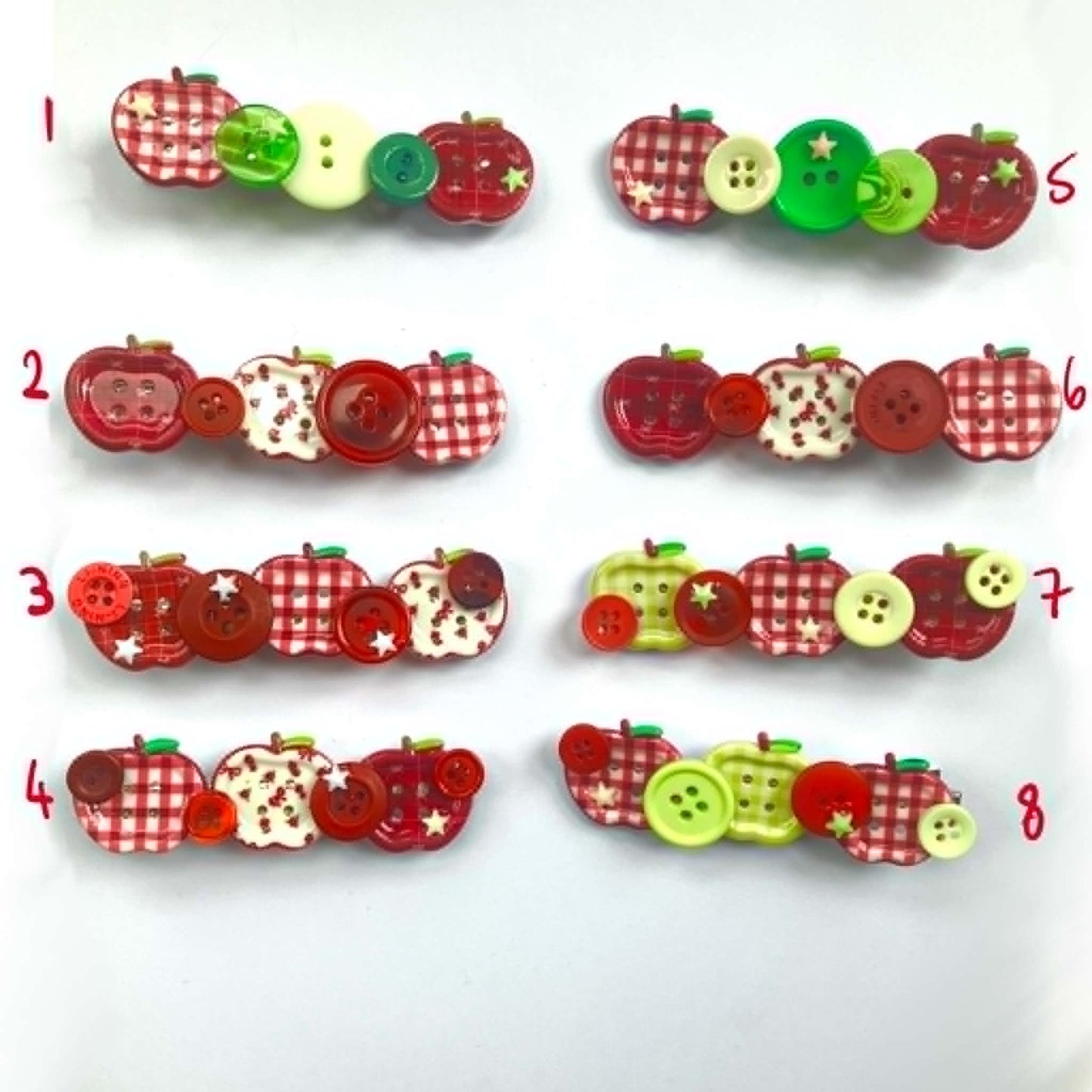 Large Apple Button clips (8 designs)