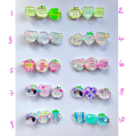 Button Hair Clips (10 Designs)
