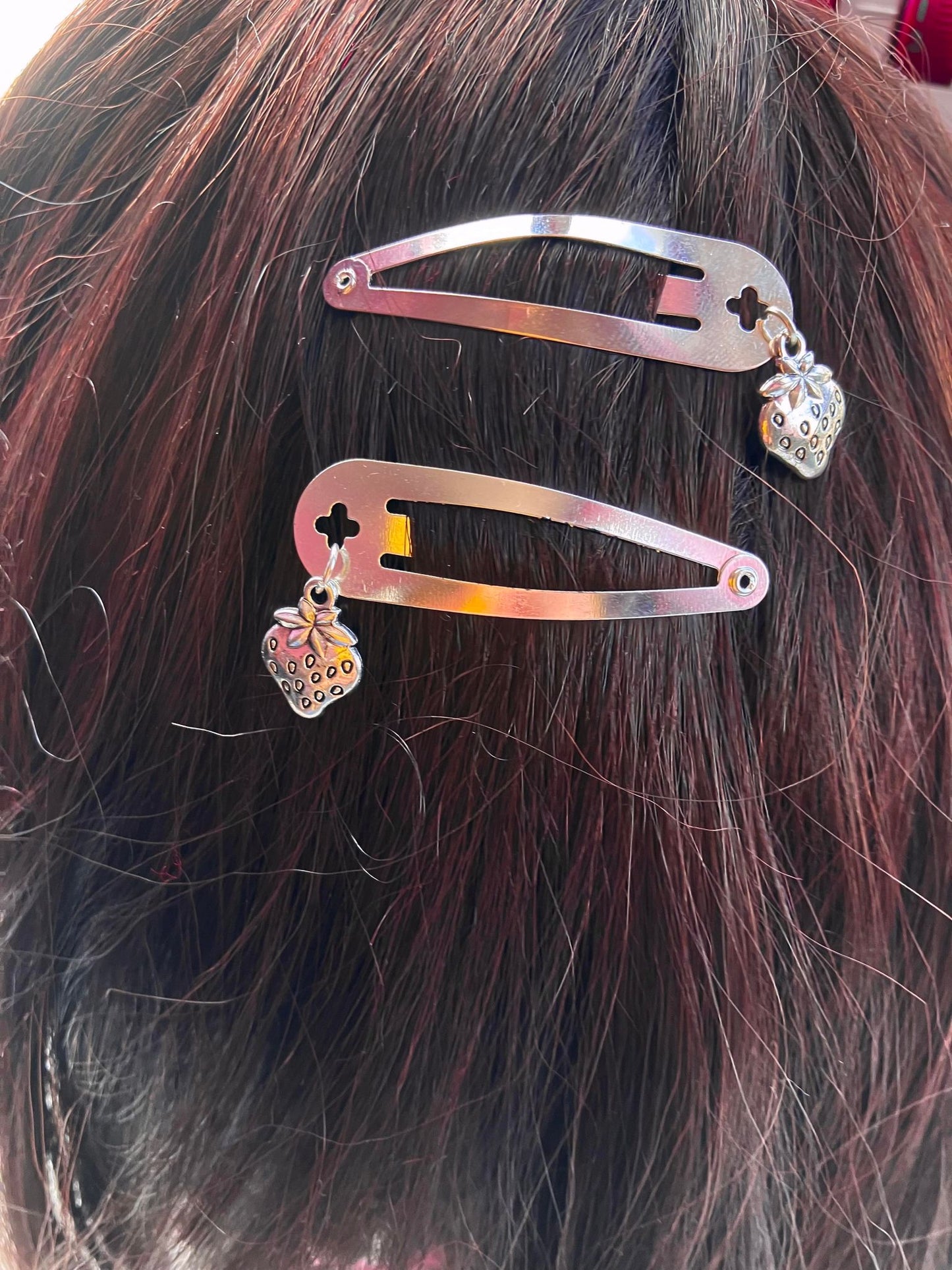 Silver Strawberry Clips