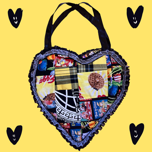 ♡  Recyled Fabric heart bag ♡