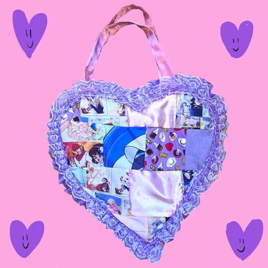 ♡  Recyled Fabric heart bag ♡