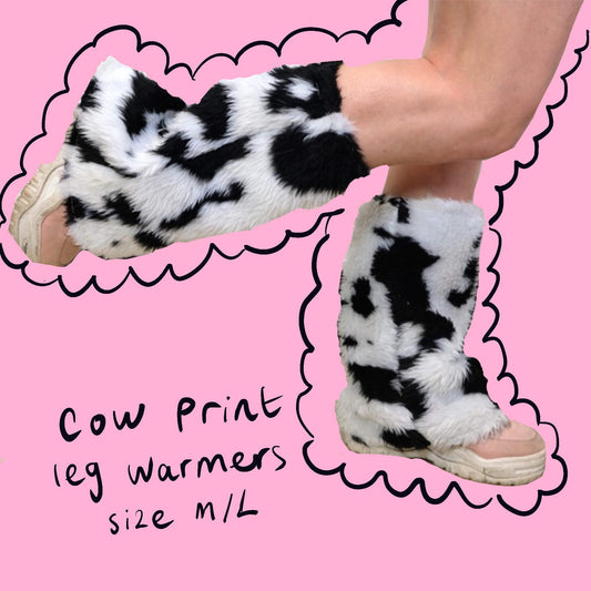 Fluffy Cow Leg Warmers M/L