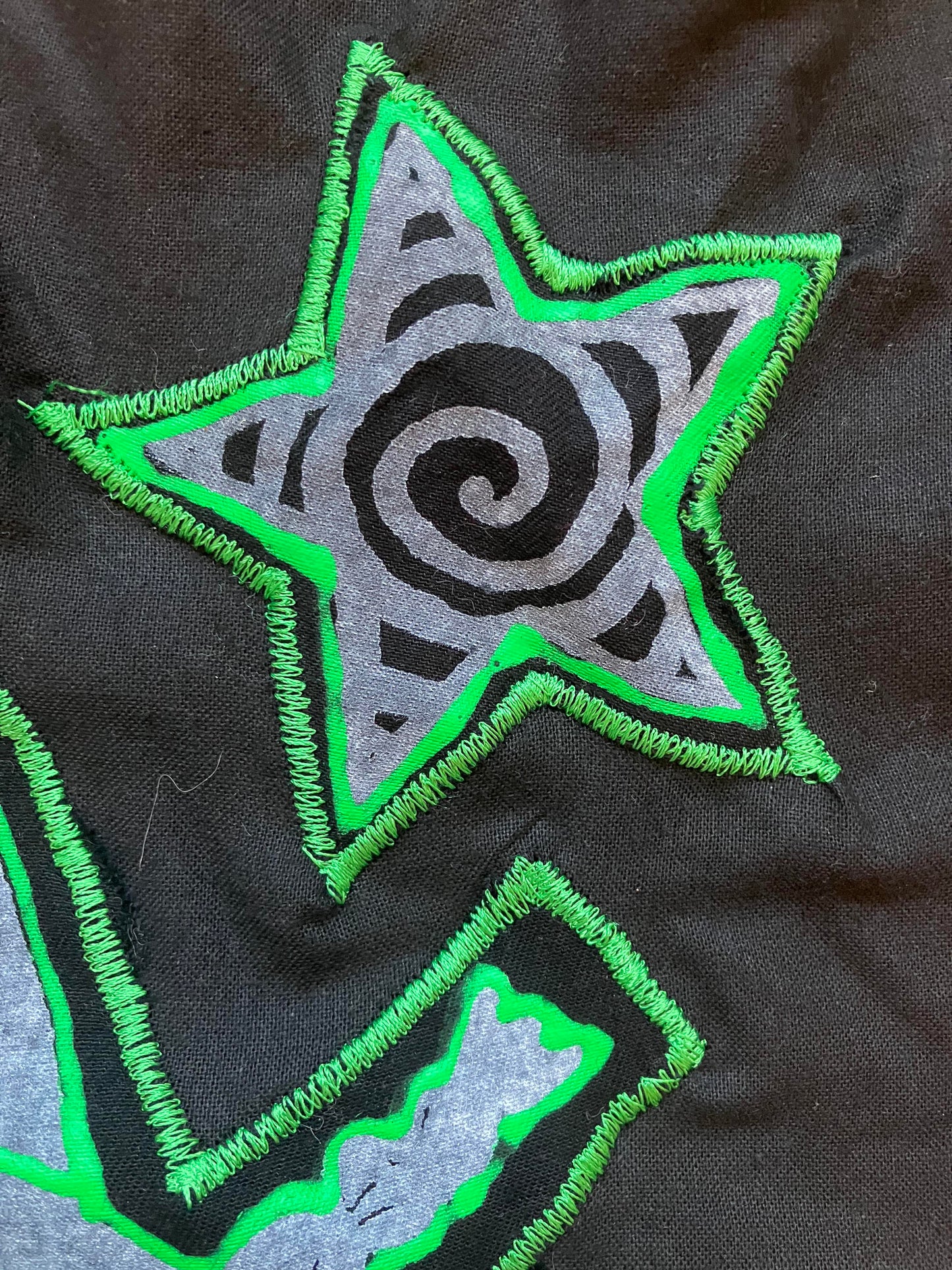 Spiral Star Tote Bag- Neon Green