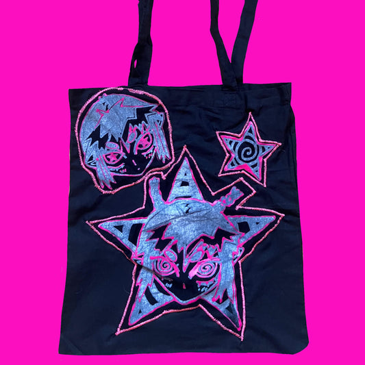 Spiral Star Tote Bag - Neon Pink