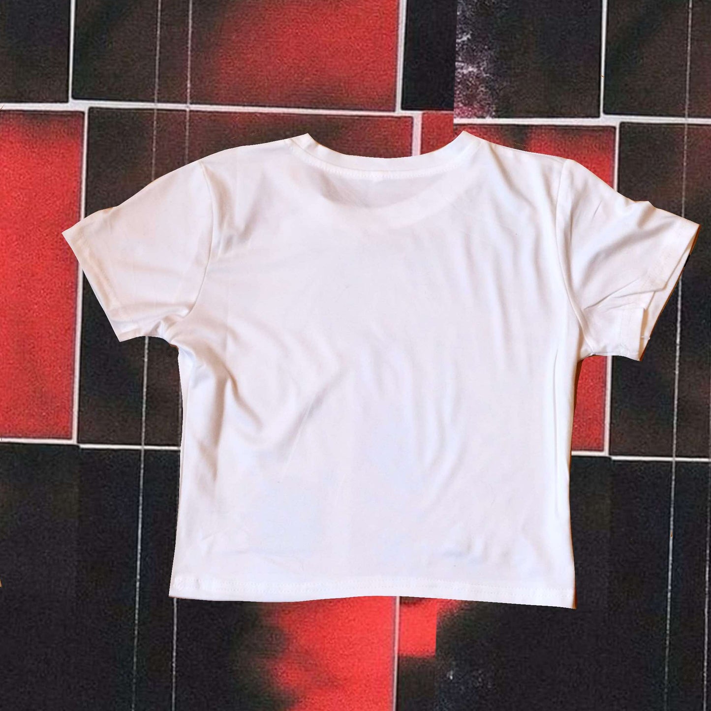 Red Print  cropped tee sample  L 14