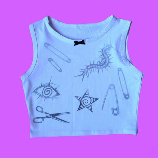 Printed vest top bow sample- S/M 8-12