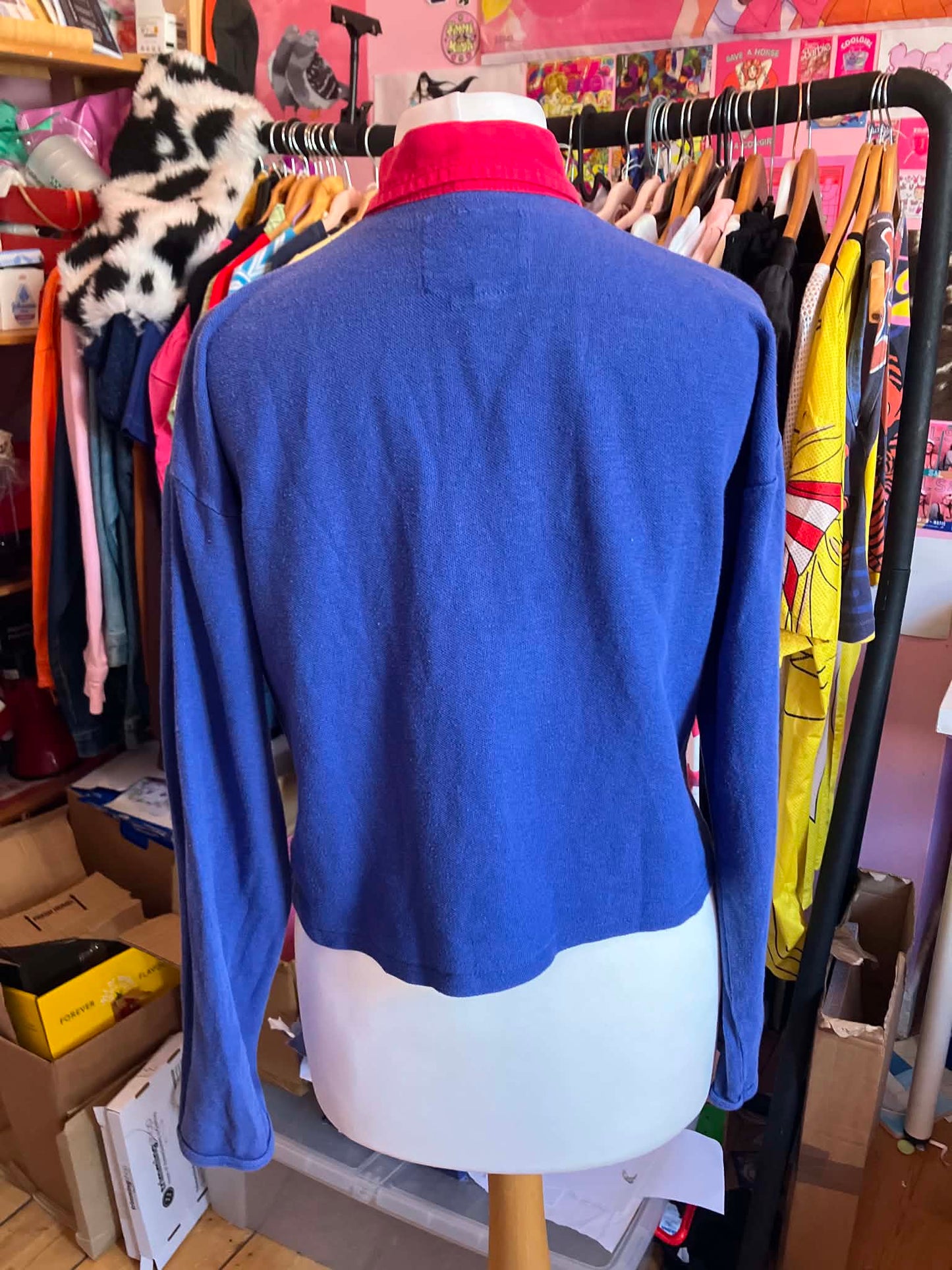 Reworked Polo neck cropped shirt. 10-12
