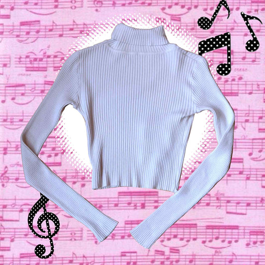 Music stretchy roll neck top Small 6-8