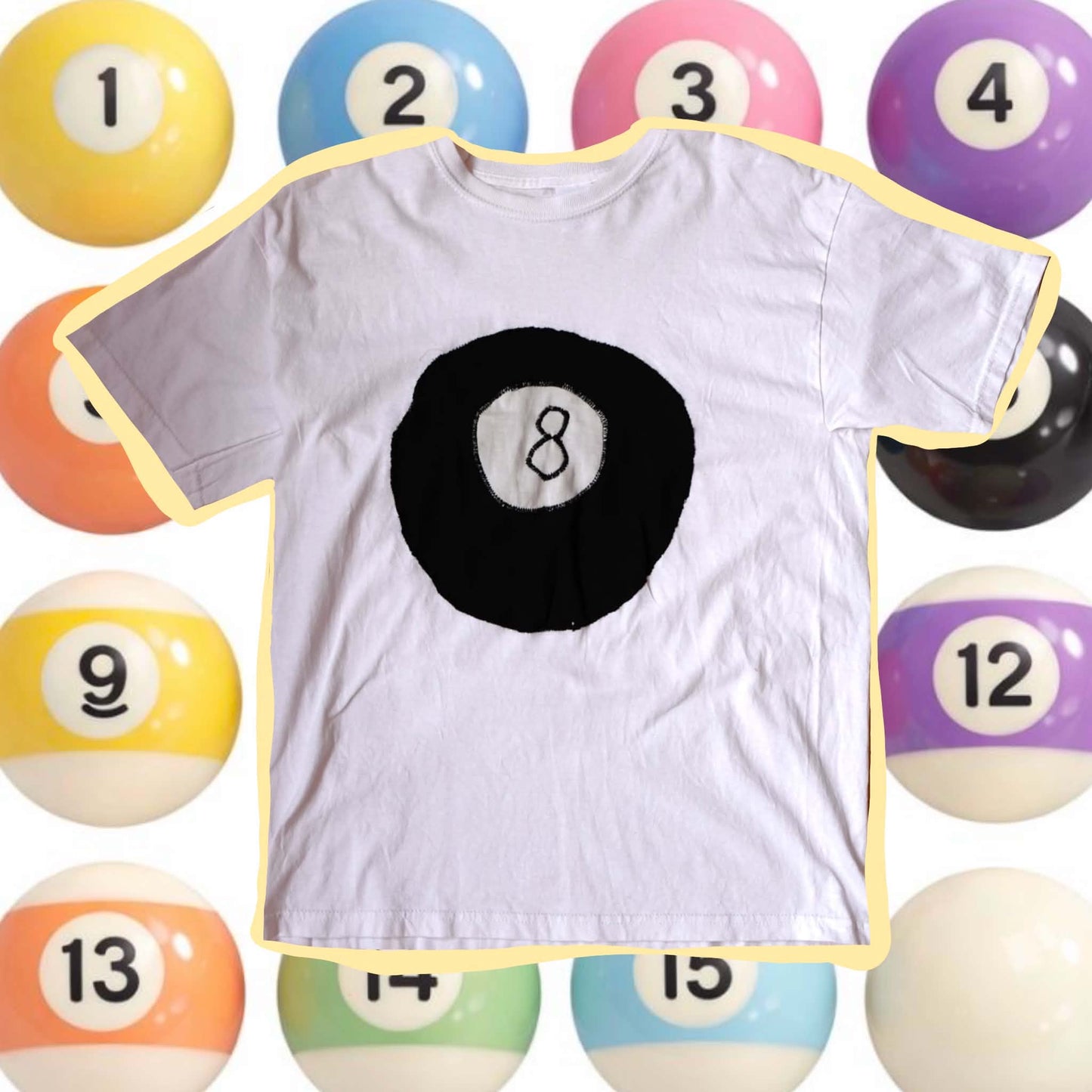 Unisex 8-ball reworked tshirt- M / 12