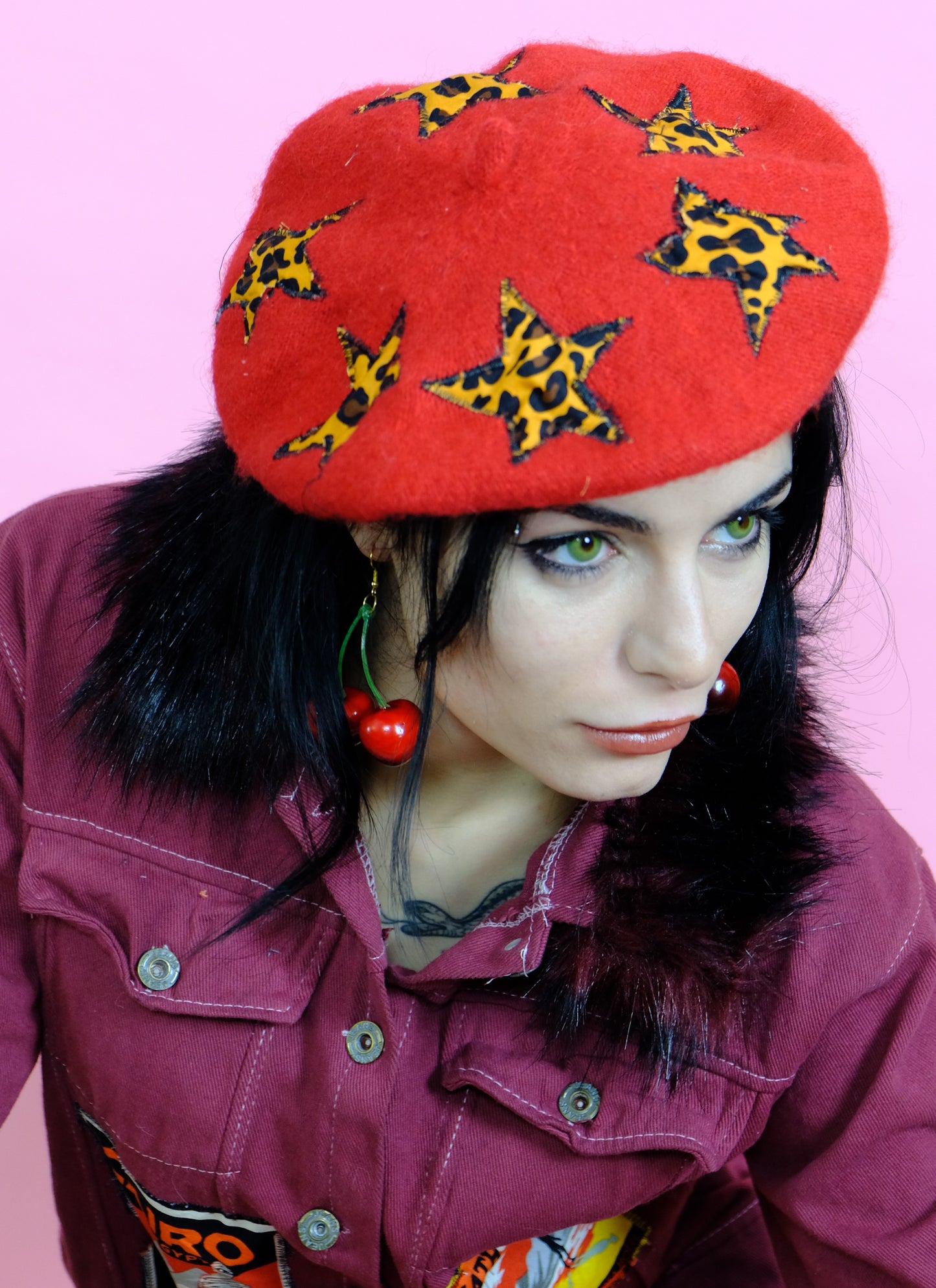 red leopard star beret