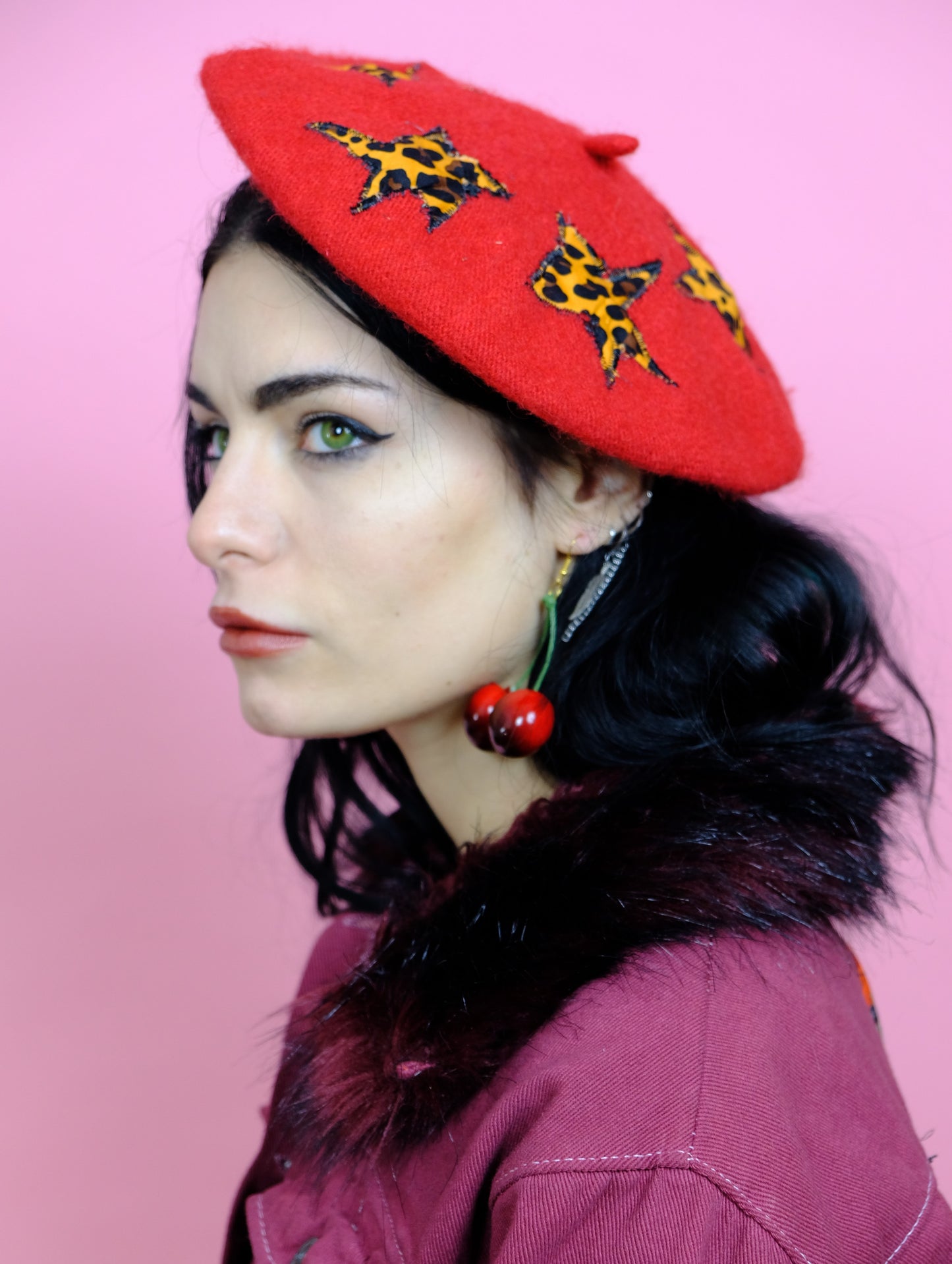 red leopard star beret