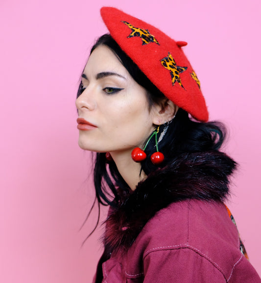 red leopard star beret