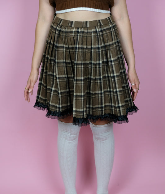 Reworked brown  tartan skirt- 6