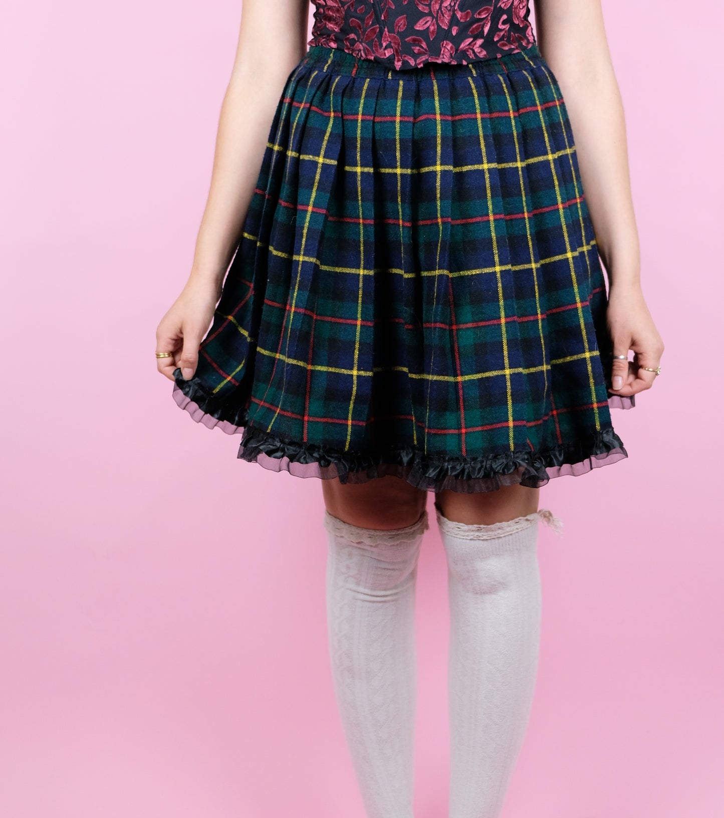 Reworked lace tartan skirt- 8 SALE ITEM !
