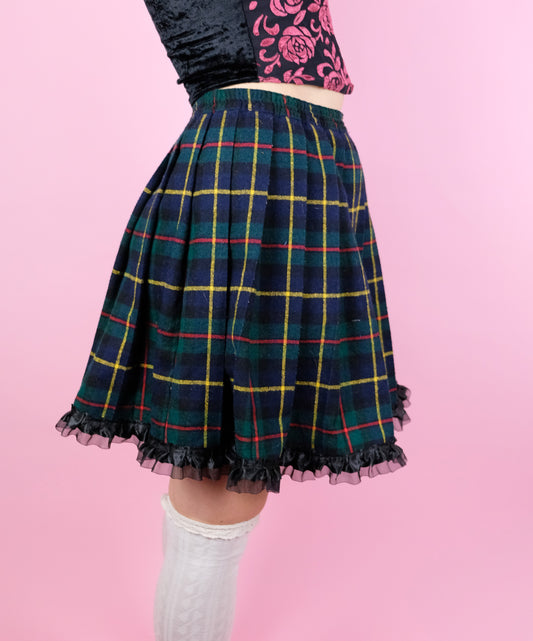 Reworked lace tartan skirt- 8 SALE ITEM !