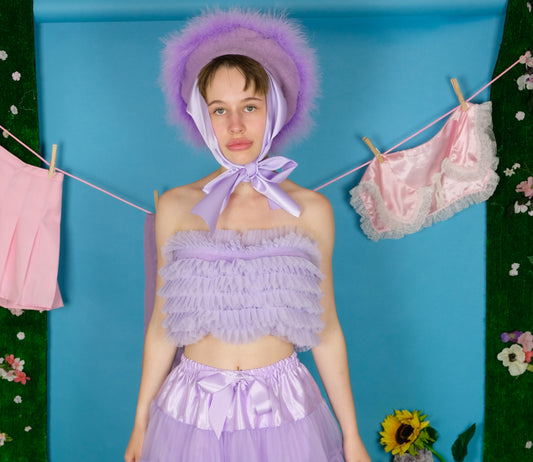 Purple Frilly top S/M 6-10