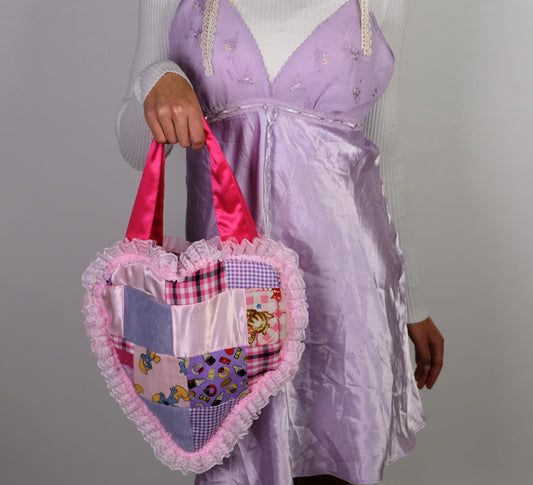 ♡ Recyled Fabric heart bag ♡