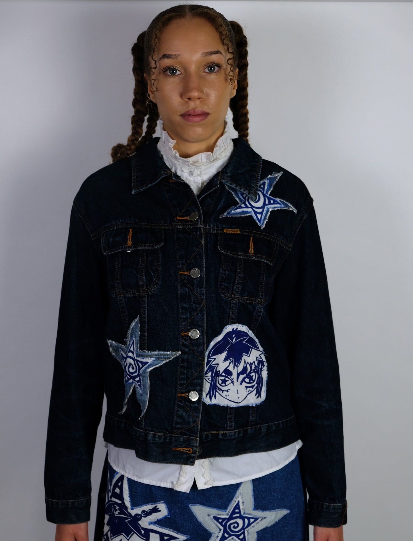 Manga Denim Cropped Jacket- Large