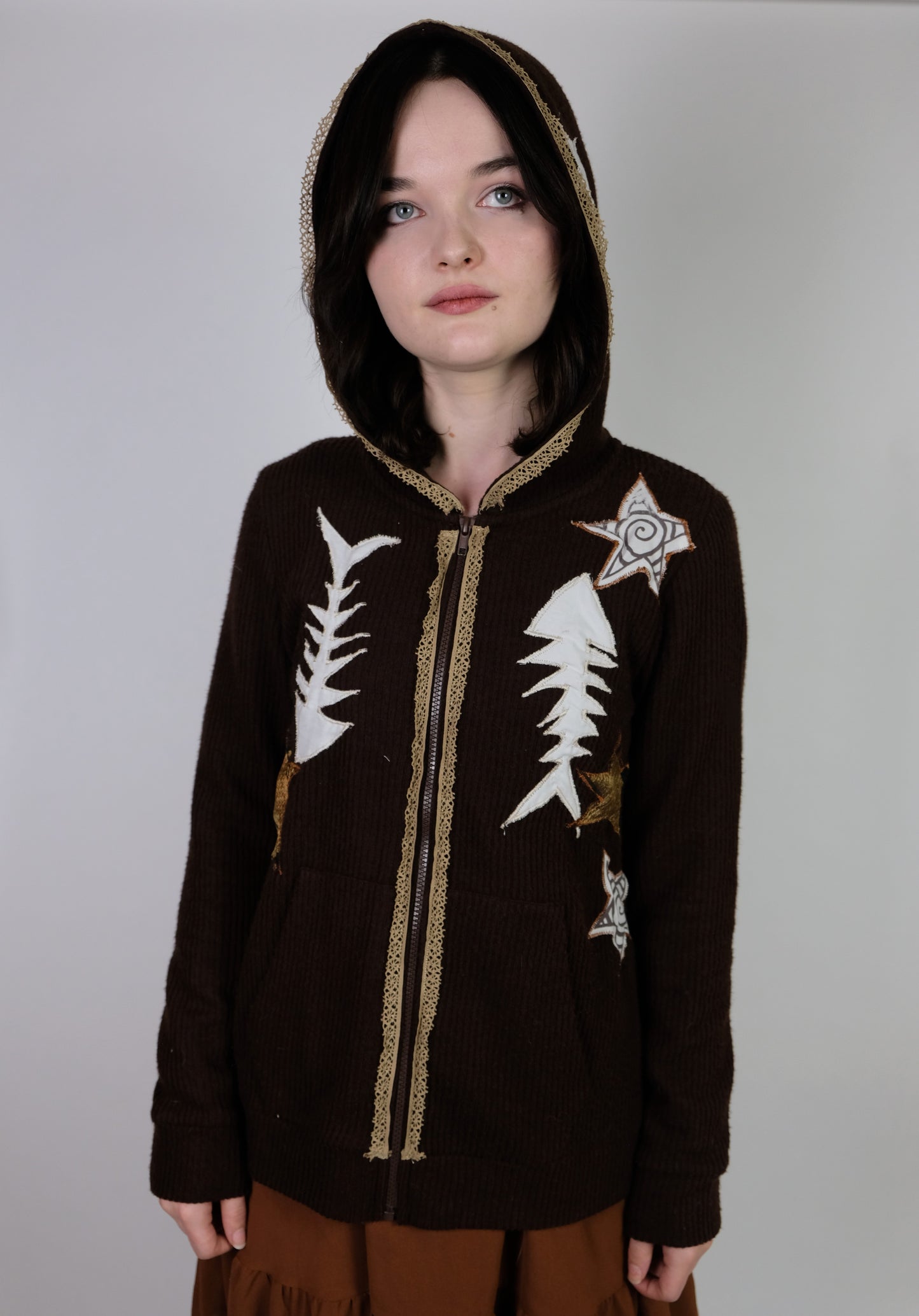 Reworked Brown hoodie M- 10-12