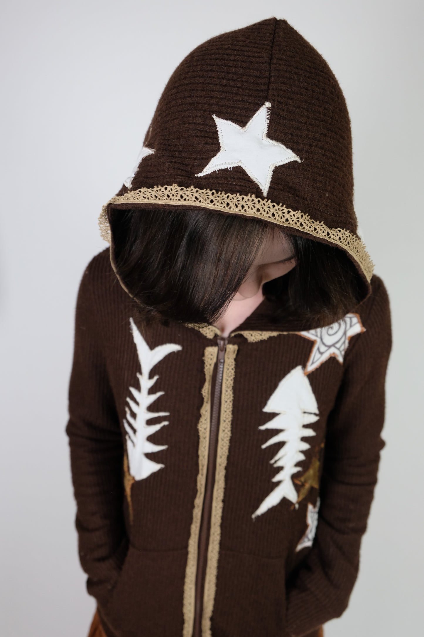 Reworked Brown hoodie M- 10-12