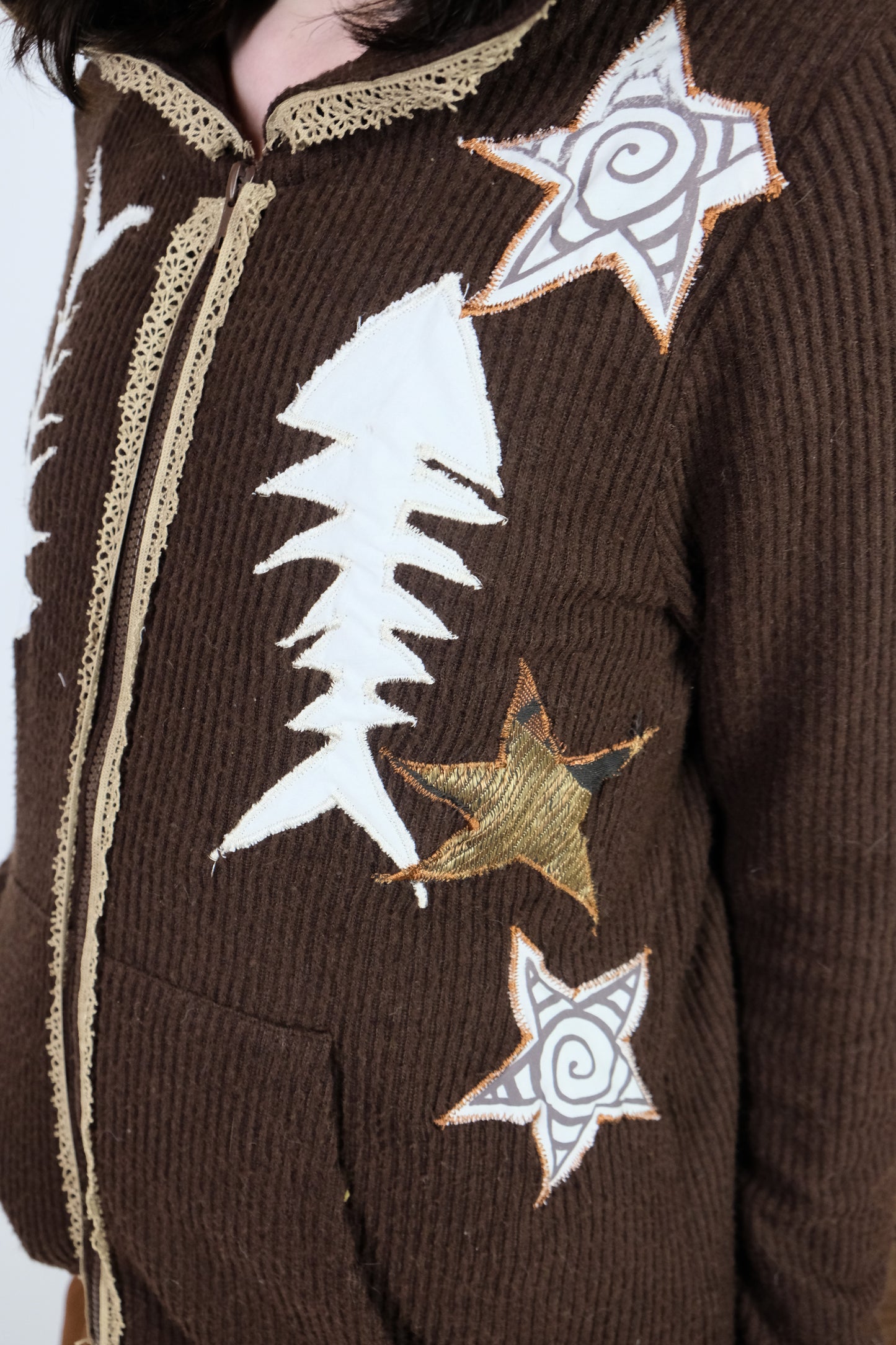 Reworked Brown hoodie M- 10-12