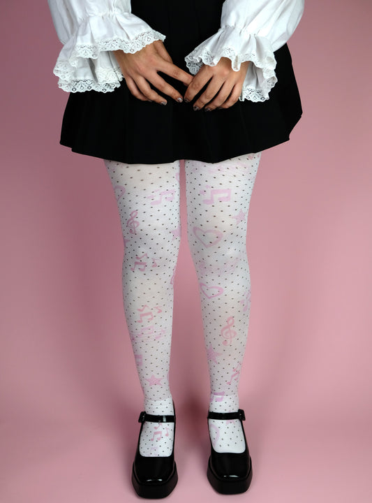Polkadot pastel musical tights S-5XL