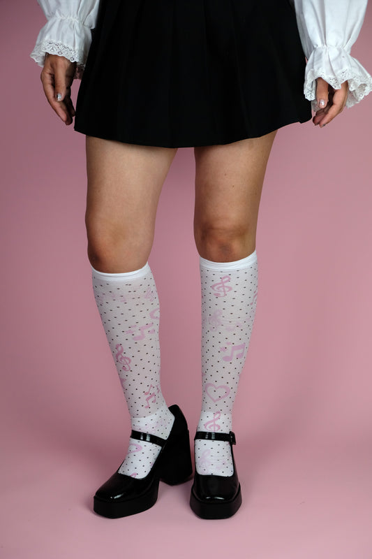 Polkadot pastel music socks (one size)