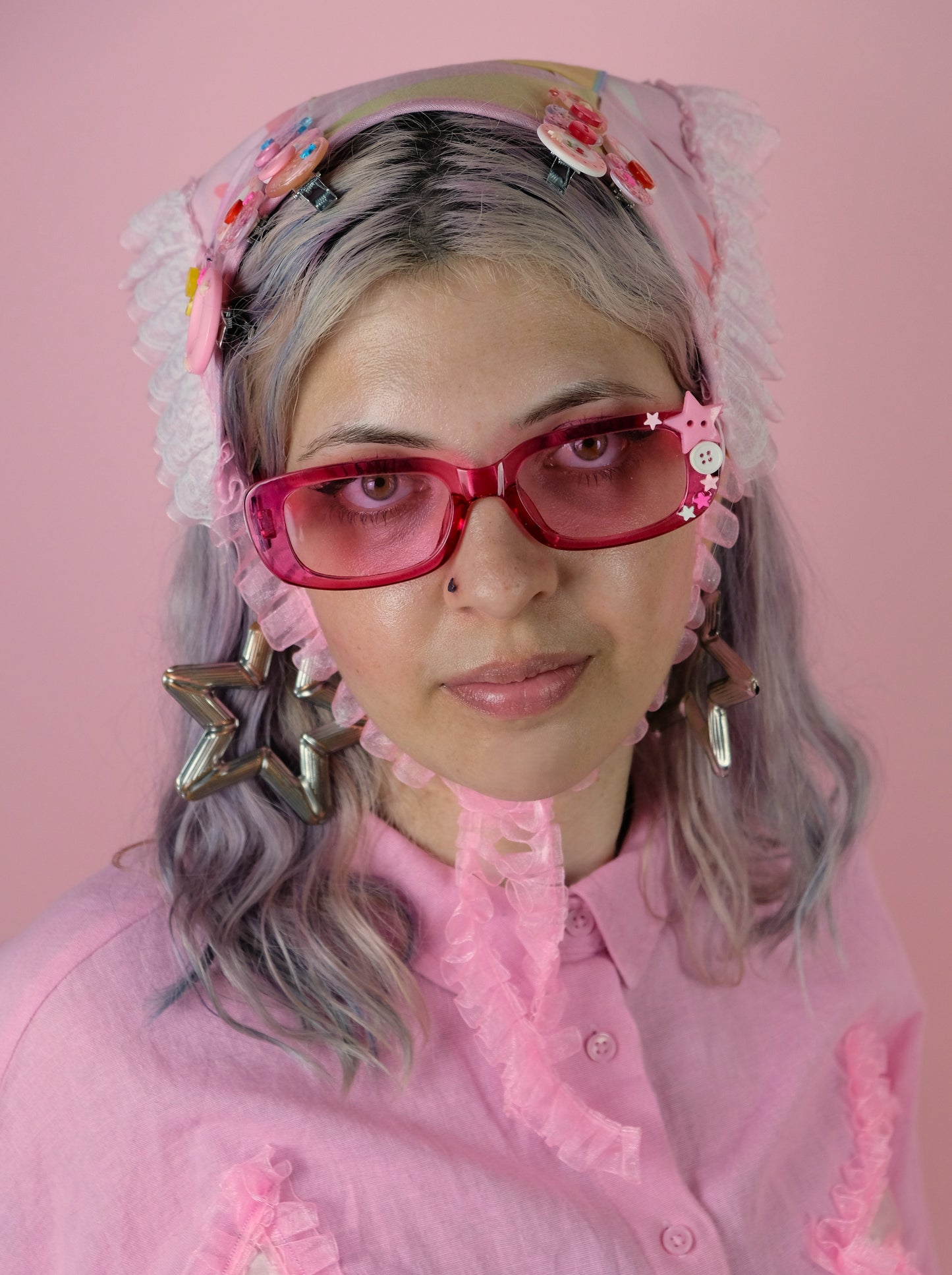 patchwork head scarf (pink/ yellow)