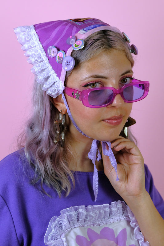 Recyled scrap patchwork Head scarf (purple)