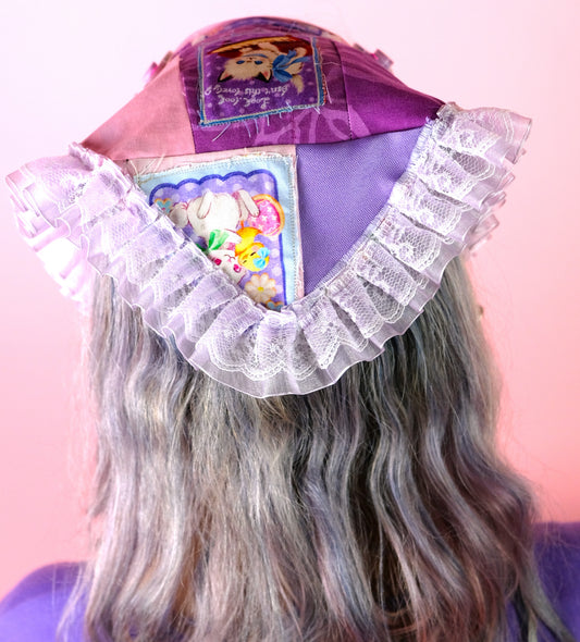 Recyled scrap patchwork Head scarf (purple)
