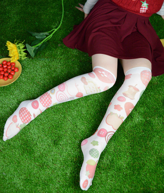 Apple Star Knee length socks ( one size 4-7)