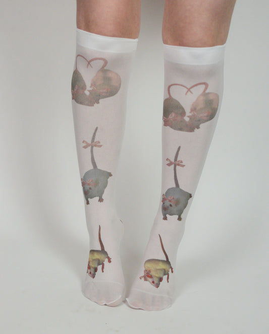 Rats with Bows Knee socks (one  size)