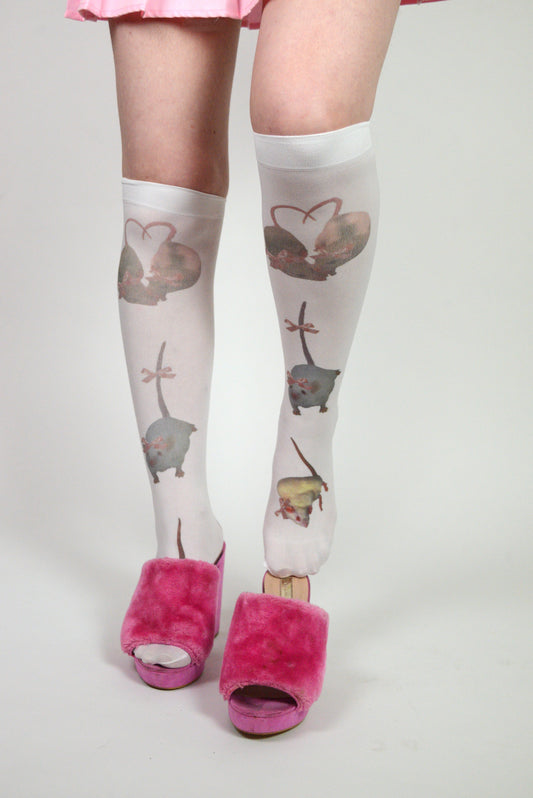 Rats with Bows Knee socks (one  size)